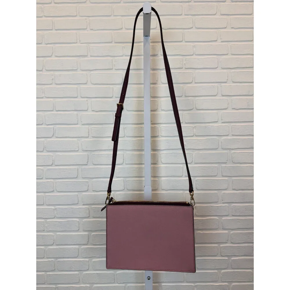 Kate Spade Saffiano Leather Crossbody Bag Mauve Burgundy